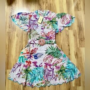 NWT Derhy Pervenche Women's Dress Size  S Rose Pink Floral